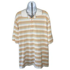 Footjoy Mens Polo Golf Shirt Size XL Striped White Orange Short Sleeve